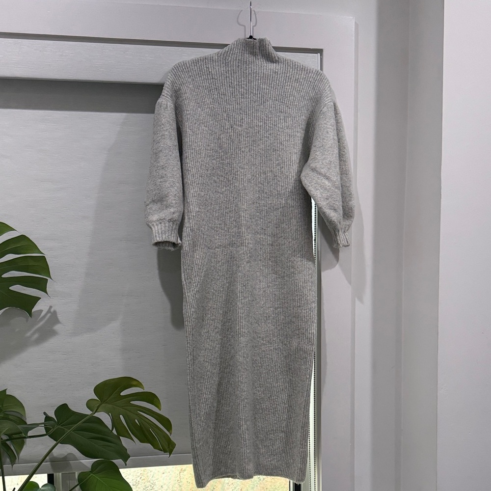 Gray Turtleneck Sweater Dress